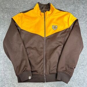 VTG 5ive Jungle Co Track Jacket Brown Yellow Full Zip Y2K Skater Hip Hop Large